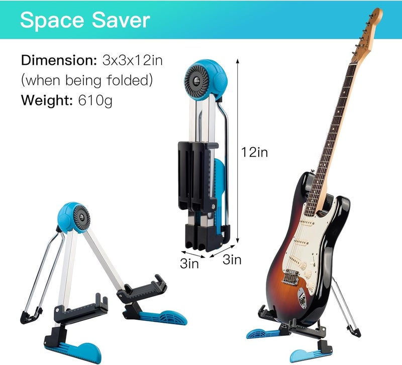 Guitto Guitar Stand Acoustic Floor Folding Guitar Holder Stand Tripod Universal for Acoustic Classical Electric Guitars Bass Ukulele Violin Banjo Mandolin GGS-03 - Image 5